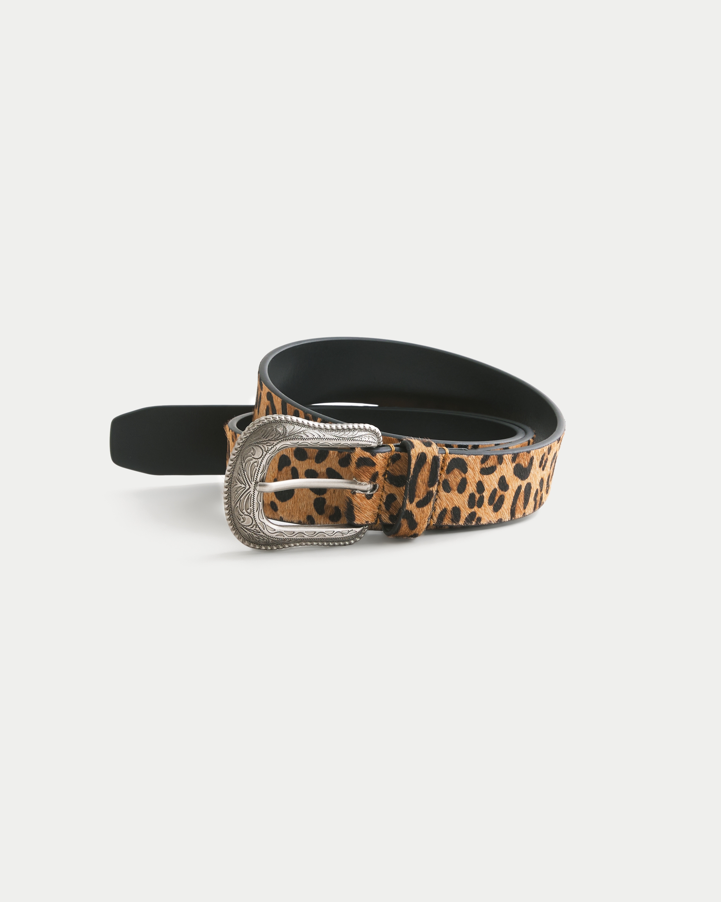 Faux Cheetah Fur Leather Belt