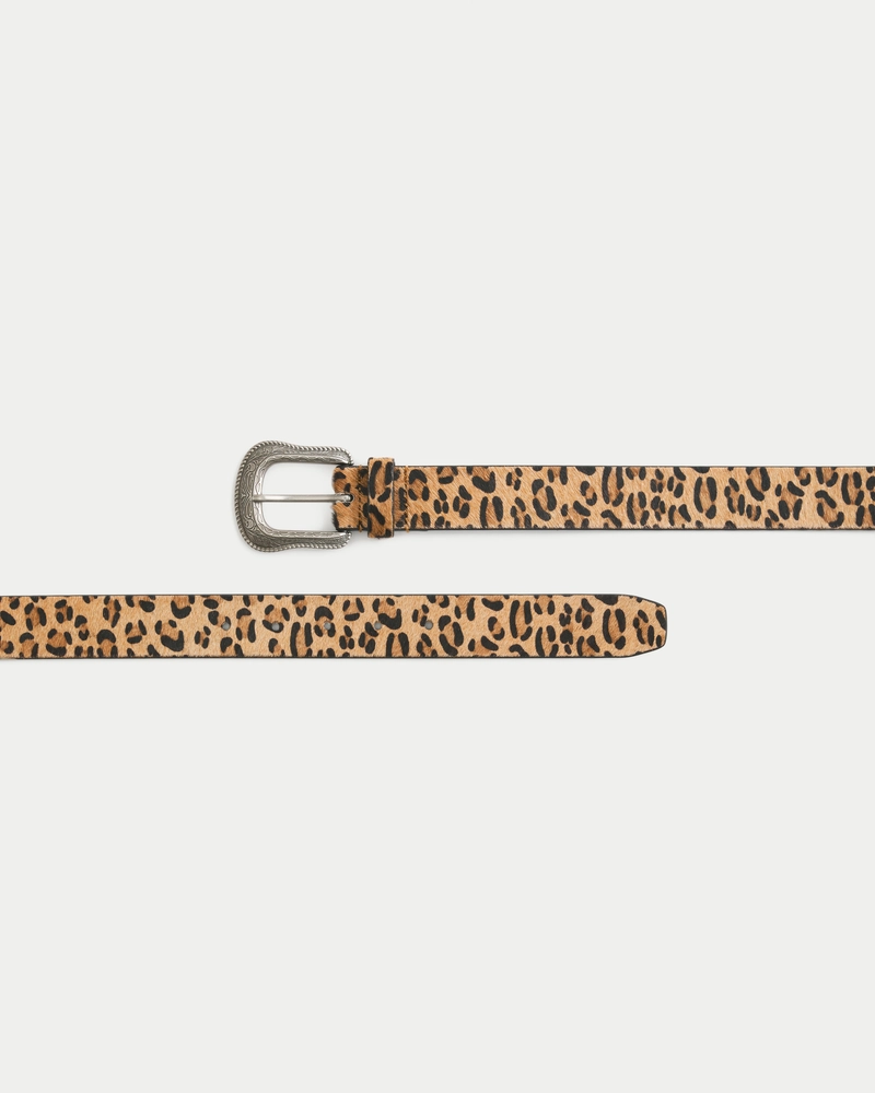 Faux Cheetah Fur Leather Belt