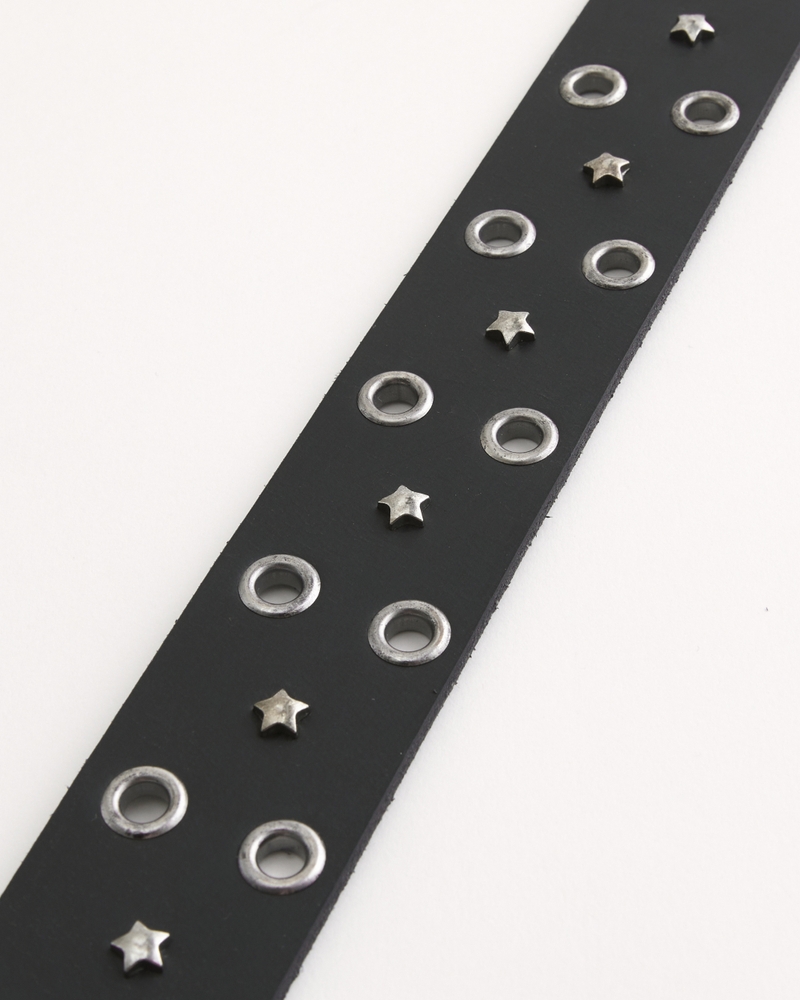 Star-Studded Leather Belt