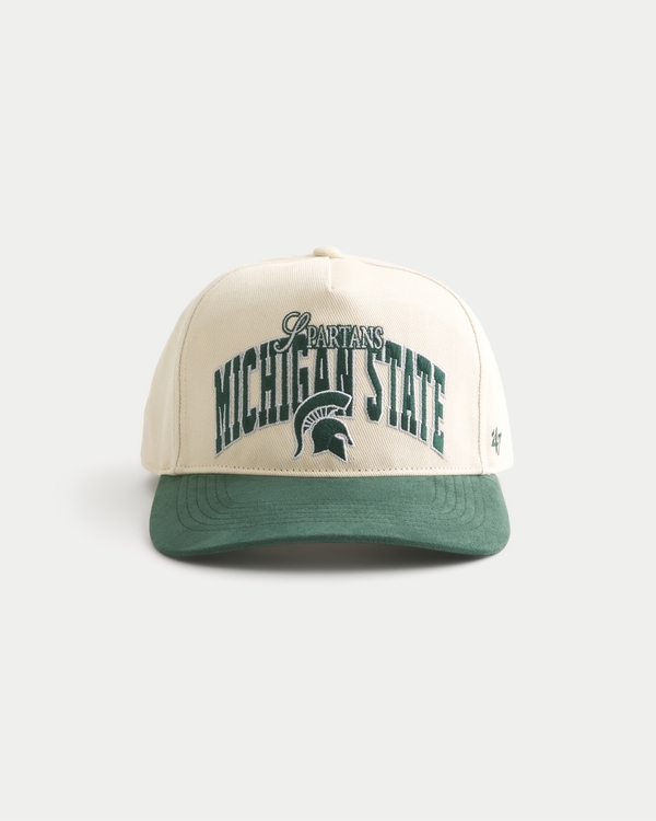 47 Brand Michigan State University Spartans Baseball Hat, Cream And Dark Green view 1