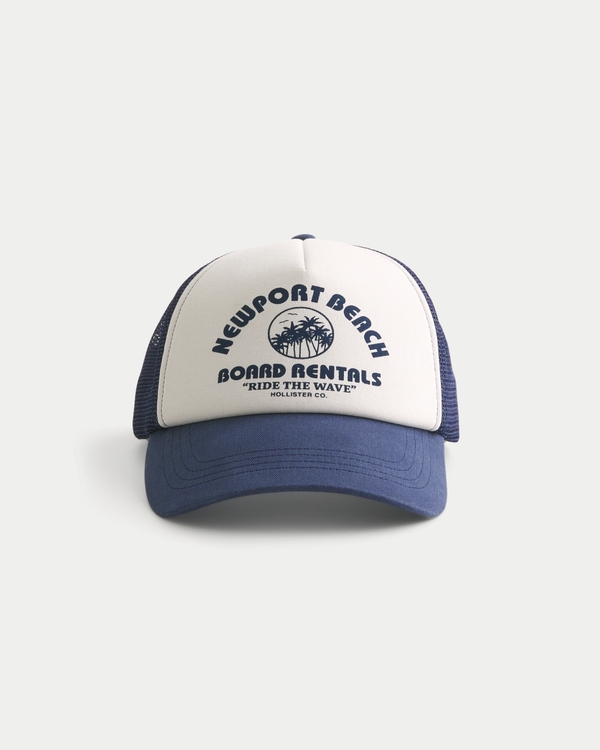 Newport Beach Graphic Trucker Hat, Navy view 1