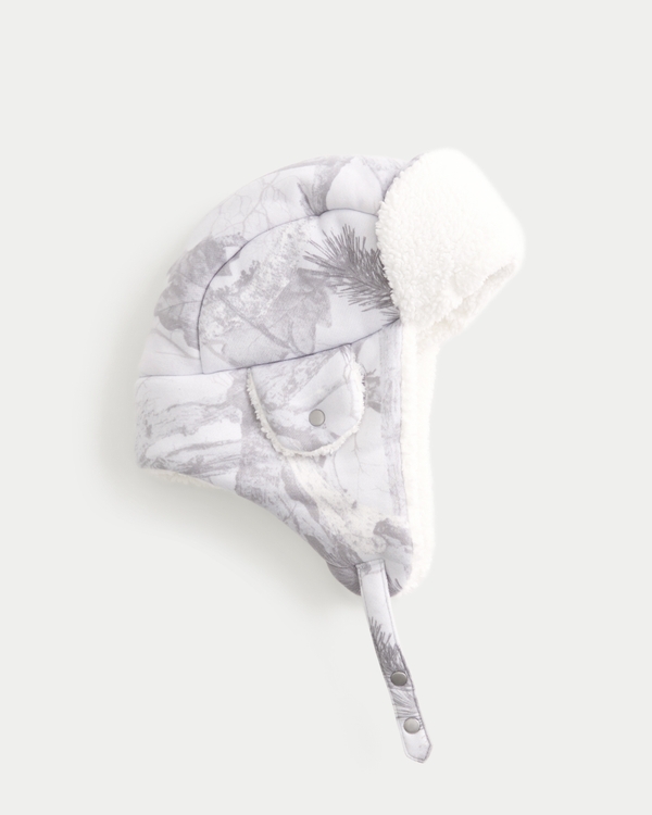 Sherpa-Lined Trapper Hat, Cream Camo view 2