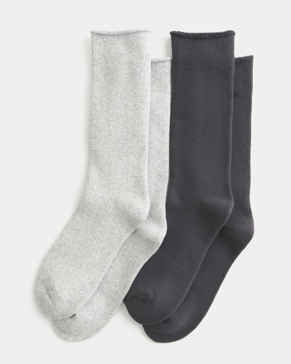 Roll Top Socks 2-Pack, Heather Gray - Dark Gray view 1