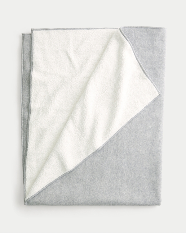 Hollister Feel Good Sherpa & Fleece Blanket, Heather Gray view 1
