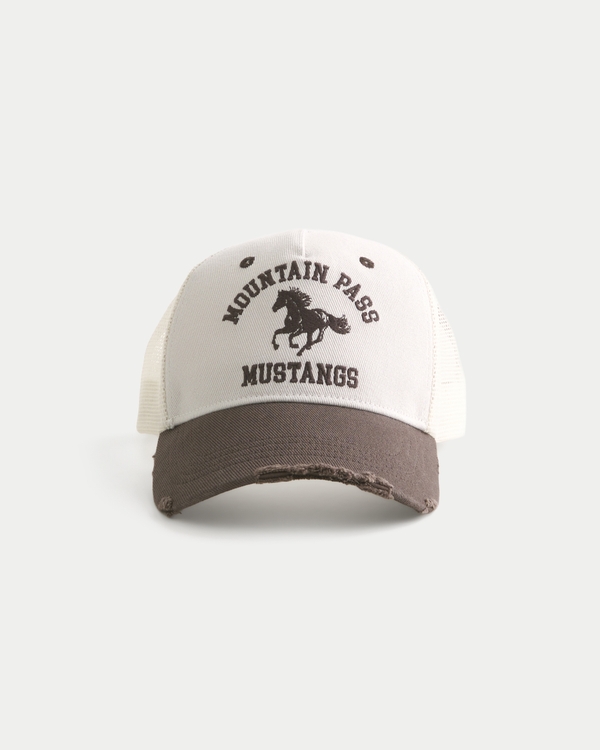 Mountain Pass Mustangs Trucker Hat, Cream view 2