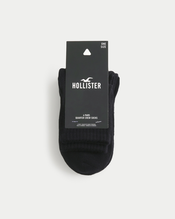 Quarter Crew Socks 4-Pack, Black view 1