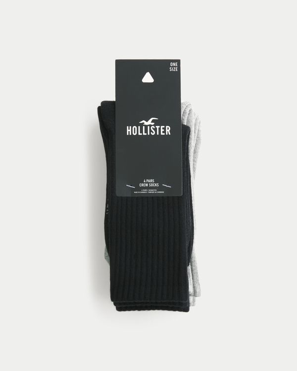 Crew Socks 4-Pack, Black - Heather Gray view 1