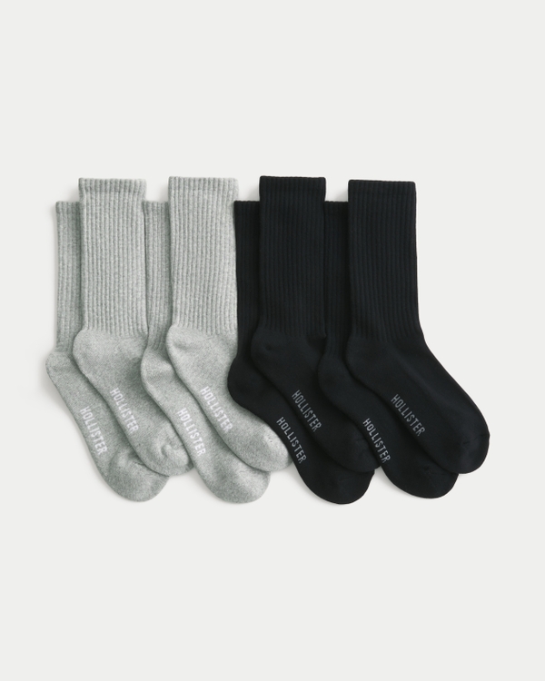Crew Socks 4-Pack, Black - Heather Gray view 2
