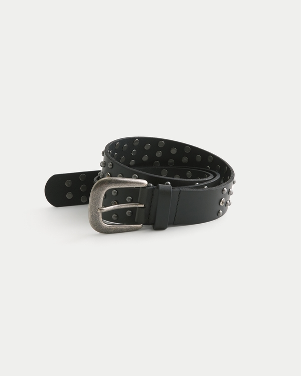 Studded Leather Belt, Faded Black view 1
