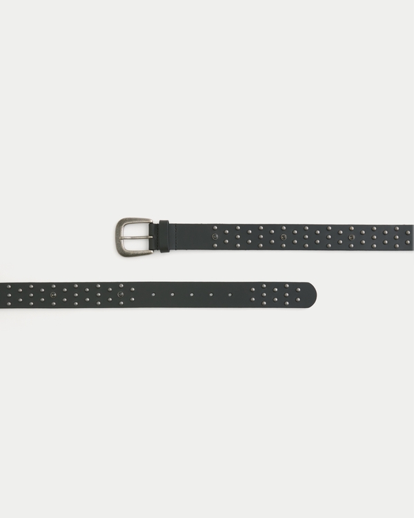Studded Leather Belt, Faded Black view 2