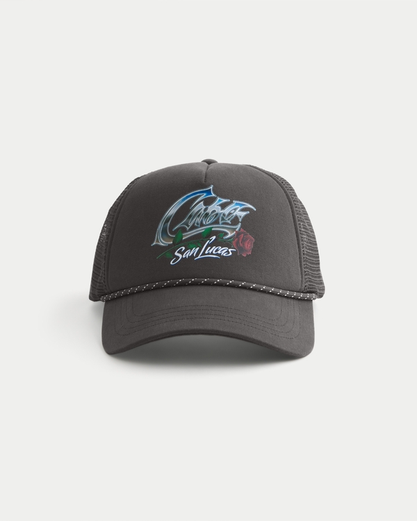 Cabo San Lucas Graphic Trucker Hat, Black view 1