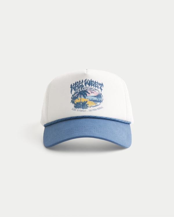 Key West Florida Graphic Trucker Hat, Blue view 1