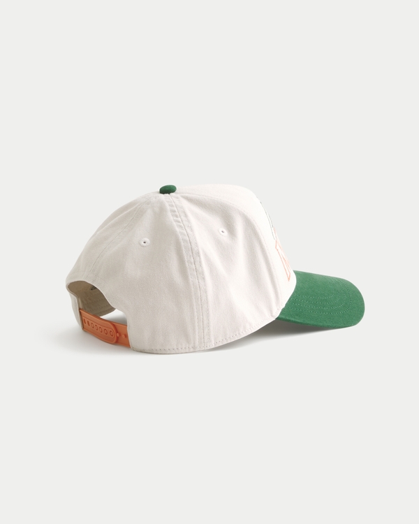 University of Miami Hurricanes Graphic Baseball Hat, Cream And Dark Green view 2