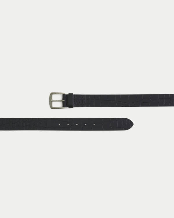 Textured Leather Belt, Black view 2