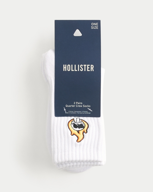 Logo Graphic Crew Socks 2-Pack, White - White view 2