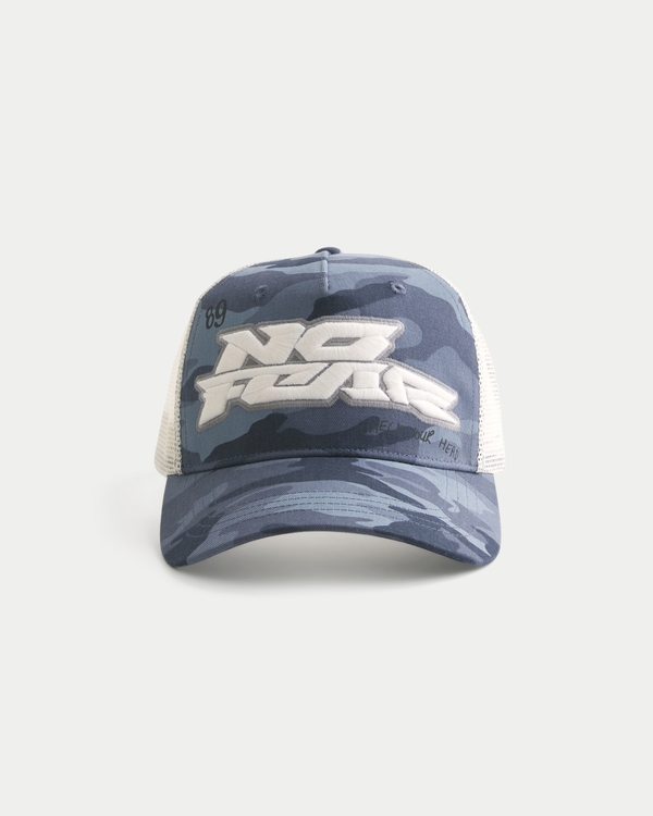 No Fear Graphic Trucker Hat, Blue Camo view 1