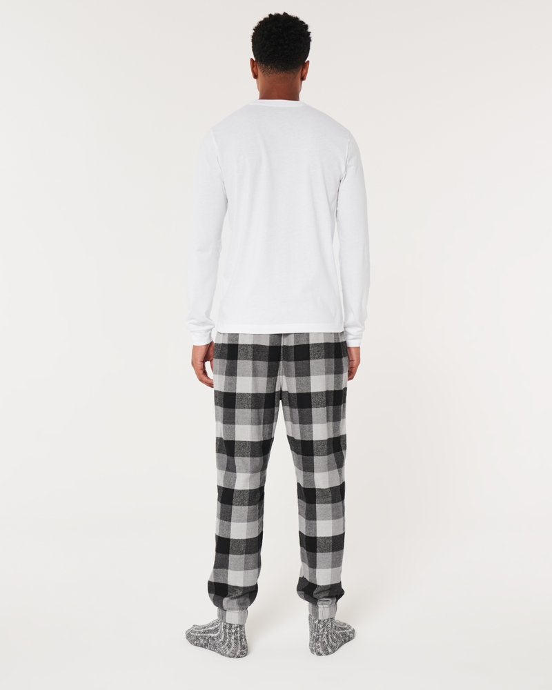 Men's Long-Sleeve Logo Graphic Tee & Flannel Pajama Pants Set, Men's  Clearance