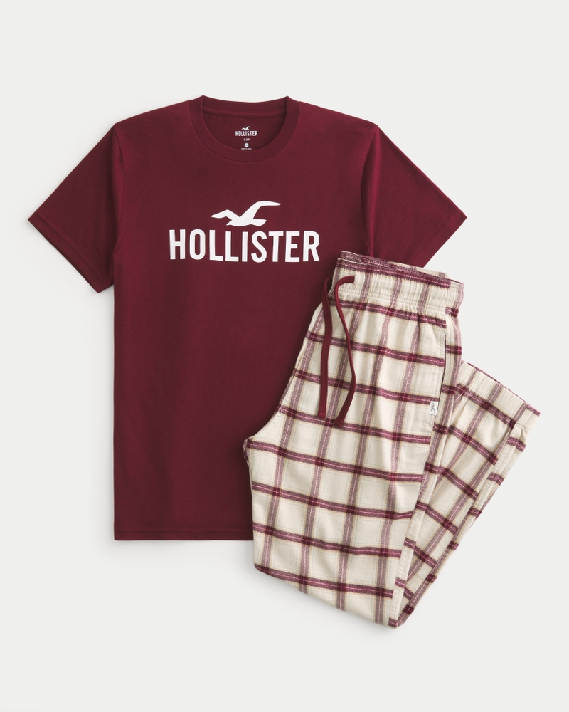 Hollister graphic tee flannel sleep set new arrivals