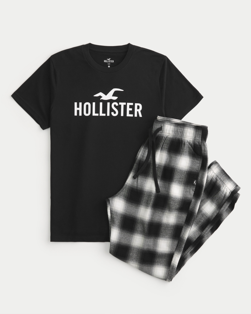 Logo Graphic Tee & Flannel Pajama Pants Set