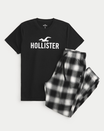 Hollister graphic tee flannel sleep set shop
