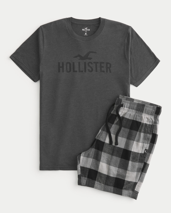 Sleepwear & Loungewear  Hollister Co. Mens Striped Embroidered Logo  Graphic Tee Grey Stripe · AmrWadeaArt