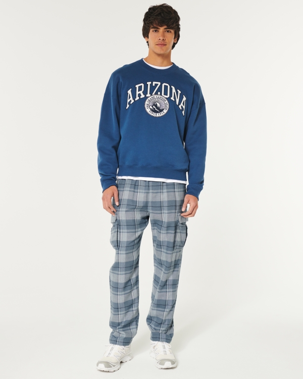 Flannel Cargo Pajama Pants, Slate Plaid