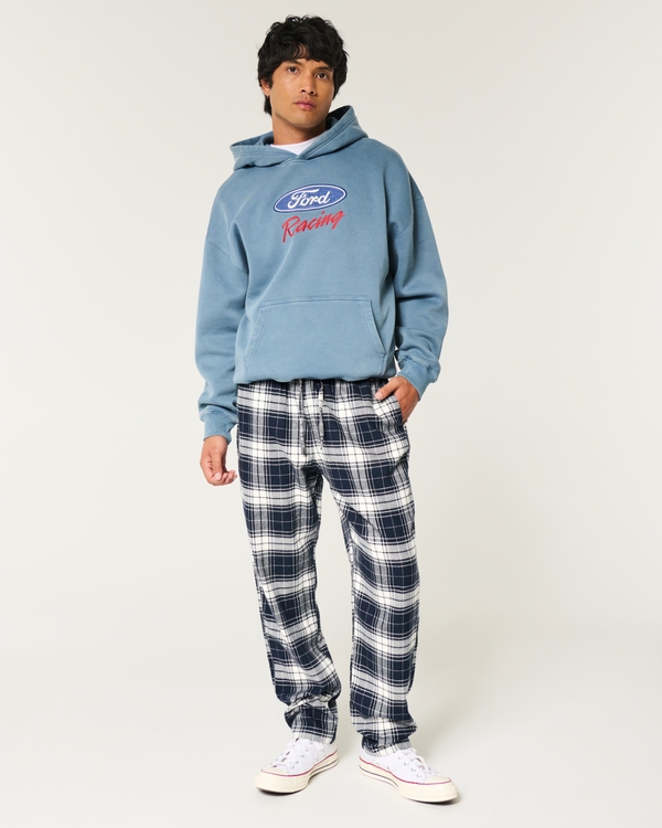 24/7 Straight Flannel Pajama Pants, Navy Plaid