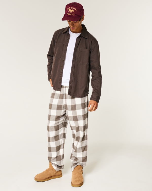 24/7 Baggy Flannel Pajama Pants, Brown Check