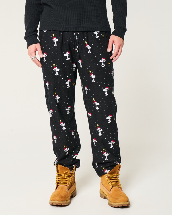 24/7 Snoopy Graphic Flannel Pajama Pants, Black Print view 2