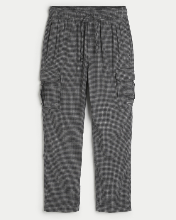 24/7 Cargo Pajama Pants, Dark Grey Check