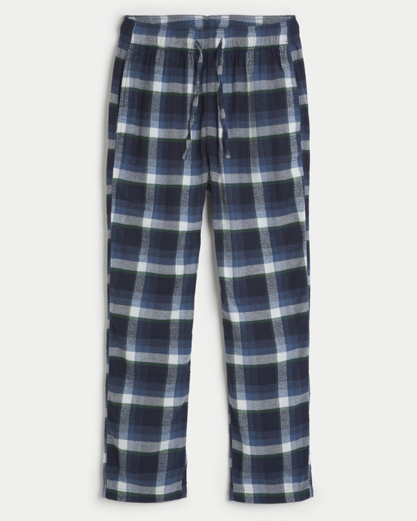 Regular Fit Pajama Pants - Light khaki green/plaid - Men