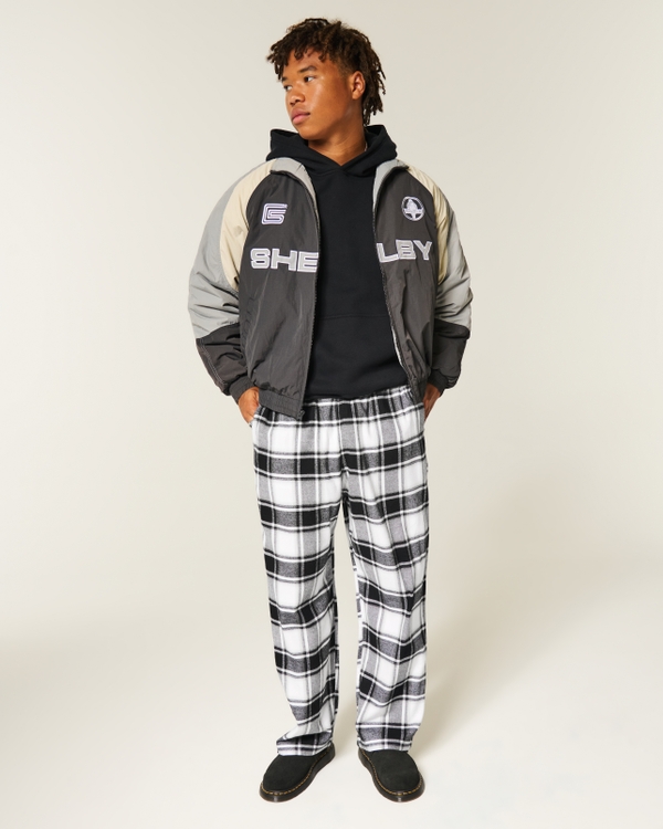 Flannel Pajama Pants, Black Plaid view 1