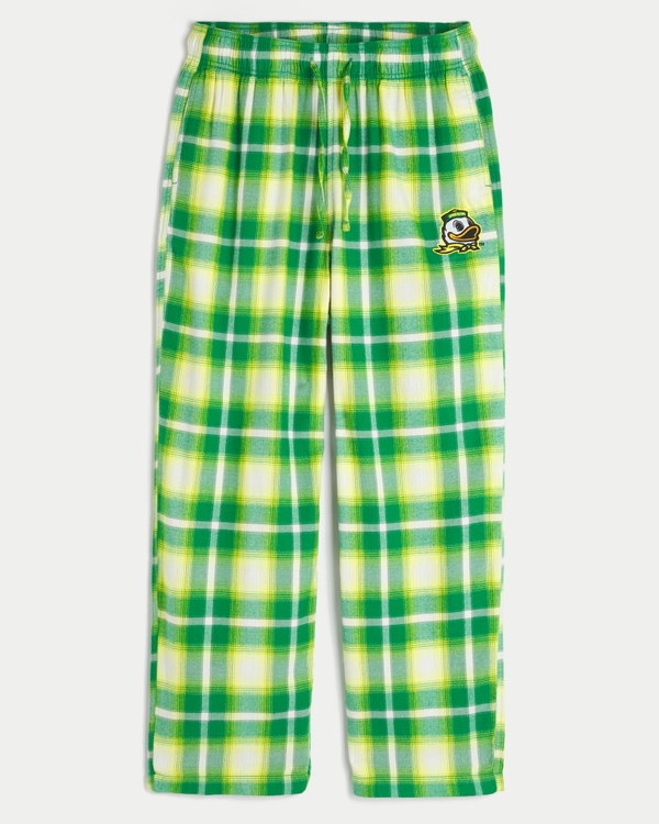 University of Oregon Ducks Graphic Flannel Pants, Bright Green Plaid view 1