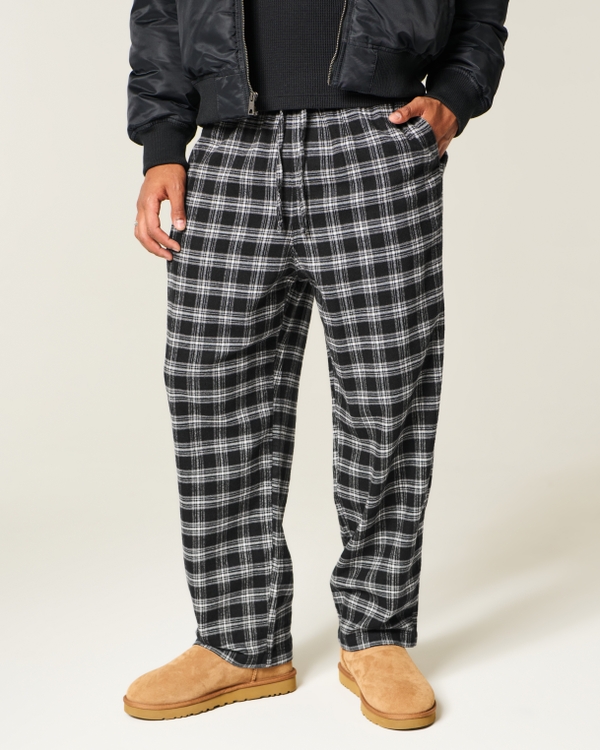 Flannel Pajama Pants, Black Plaid view 2