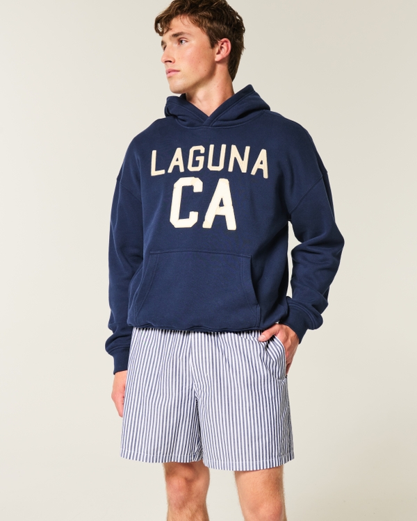Poplin Sleep Shorts, Navy Stripe view 1