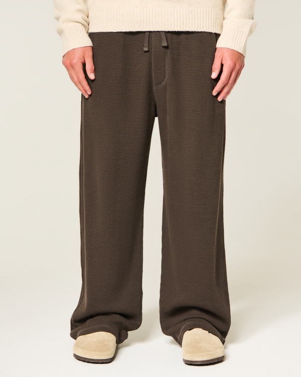 Baggy Thermal Pants, Dark Brown view 2