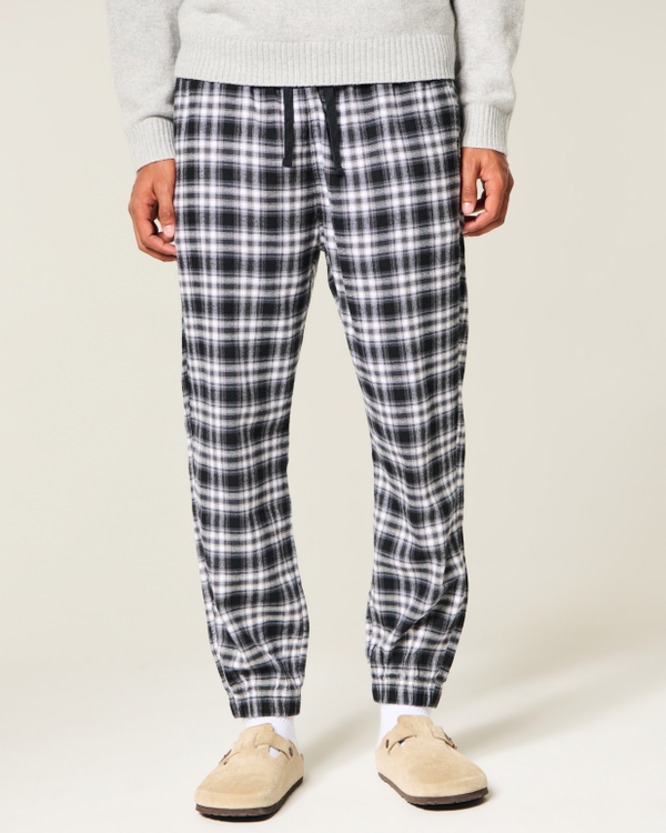 Relaxed Cinch Flannel Pants, Black Plaid view 2