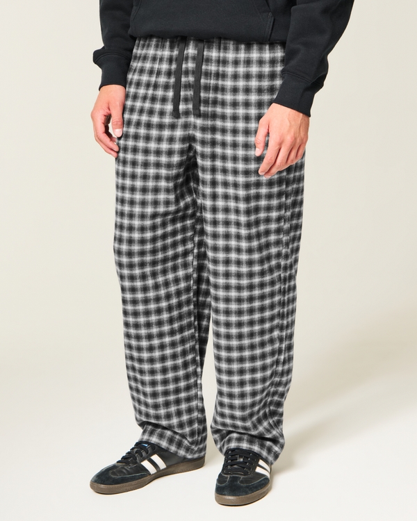 Baggy Flannel Pants, Black Plaid view 2