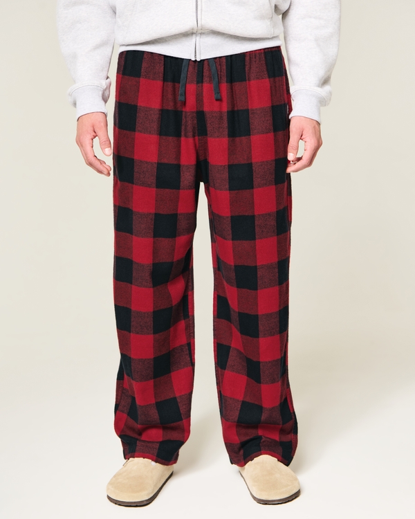 Baggy Flannel Pants, Red Check view 2