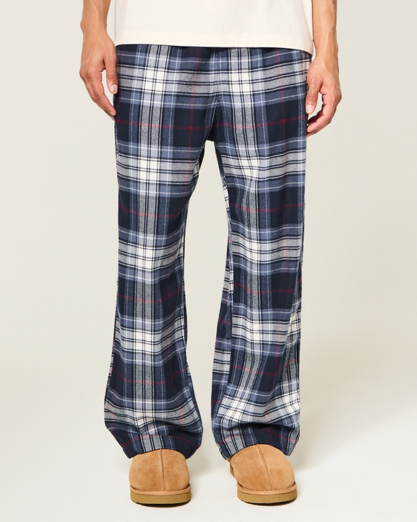 Baggy Flannel Pajama Pants, Navy Plaid view 2