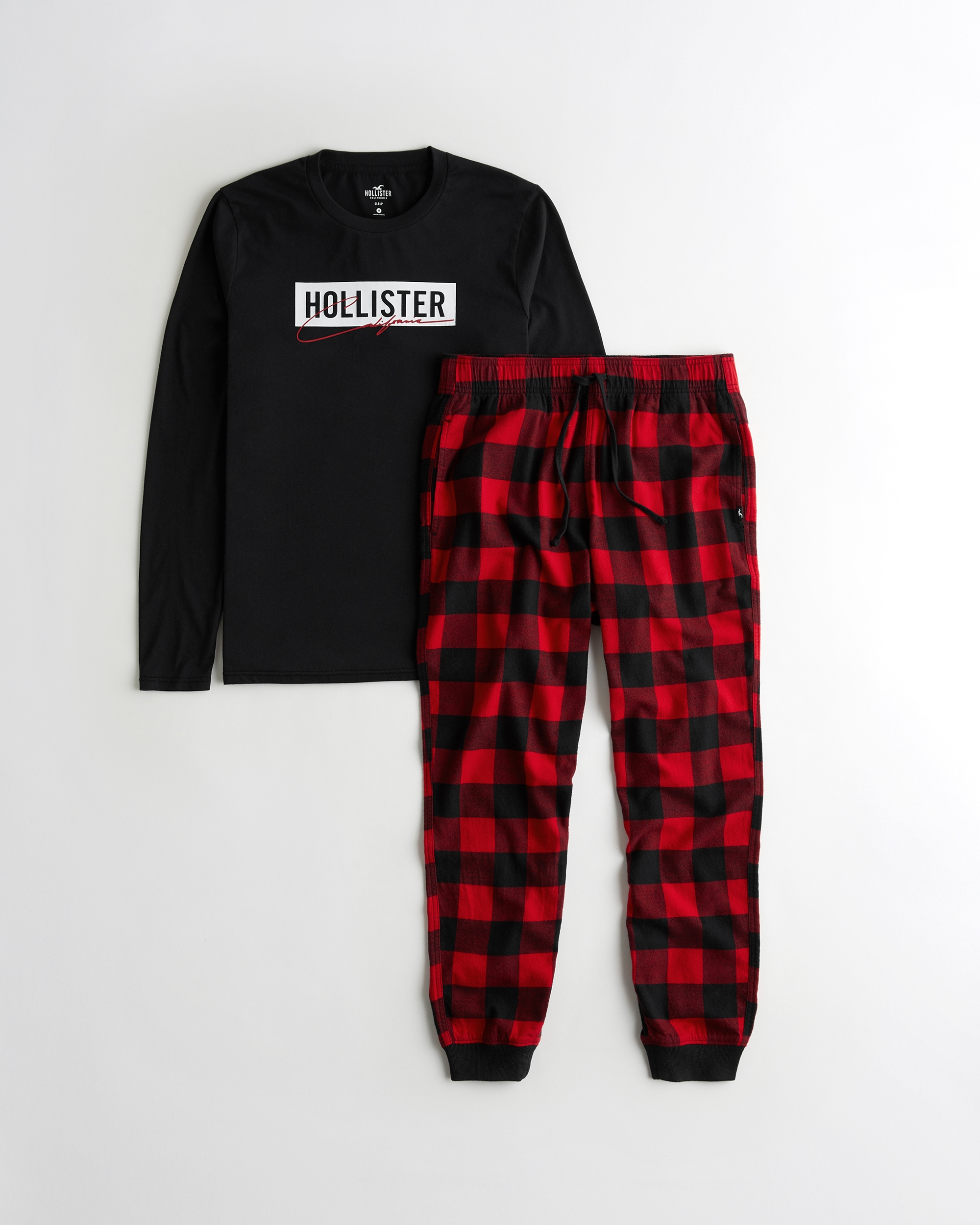 hollister flannel joggers