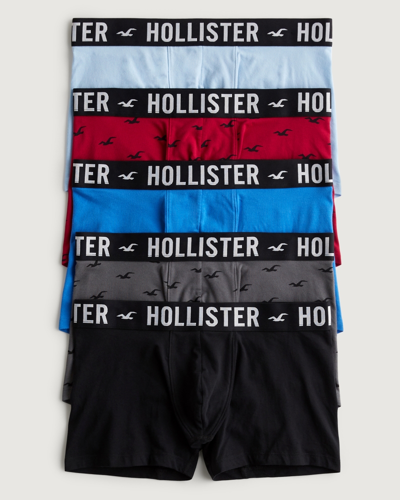Hollister woven boxer in blue holiday print with logo waistband