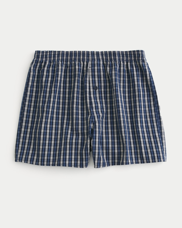 Woven Boxers, Navy Plaid