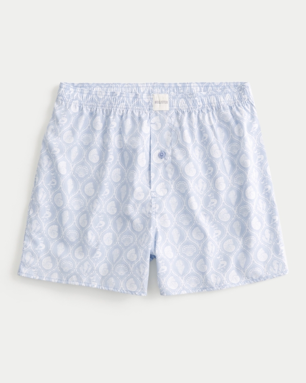 Cotton Boxer Shorts, Light Blue Print view 1