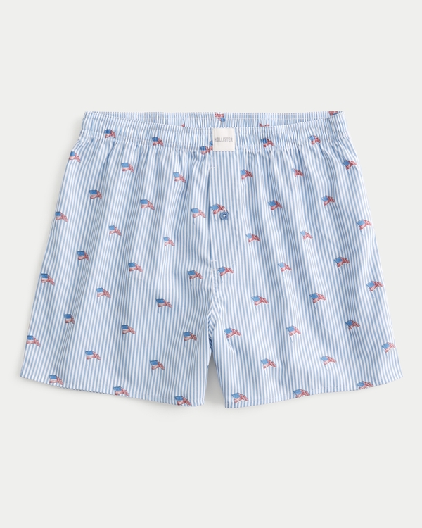Cotton Boxer Shorts, Light Blue Print view 1