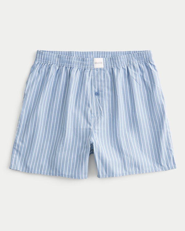 Cotton Boxer Shorts, Light Blue Stripe view 1