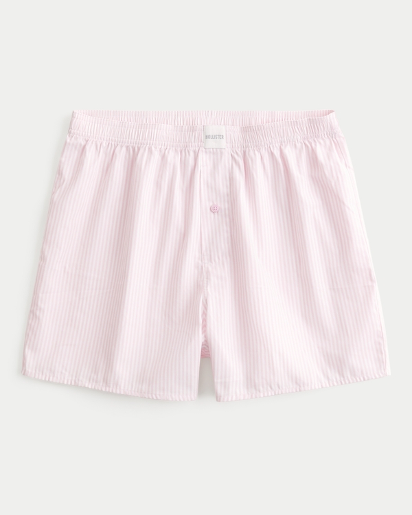 Cotton Boxer Shorts, Light Pink Stripe view 1