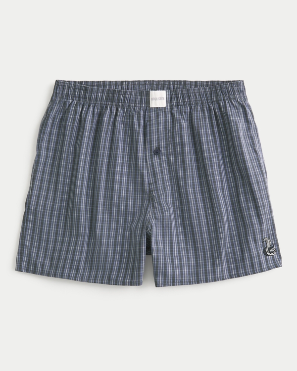 Cotton Boxer Shorts, Med Blue Pattern view 1