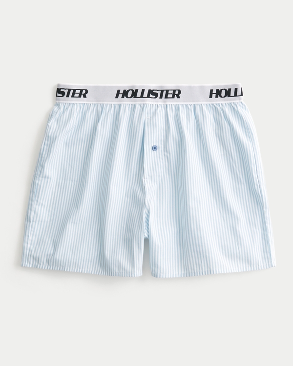 Cotton Boxer Shorts, Light Blue Stripe view 1