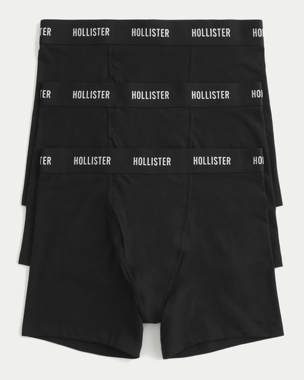 Longer-Length Fly Front Boxer Briefs 3-Pack, Black view 1